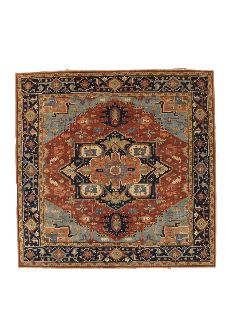 8 x 8 Haj Halili Revival Serapi Rug 8' x 8': 8 x 8 Haj Halili Revival Serapi Rug This is a unique stunning handmade Haj Halili Revival Serapi rug. The exact size is 8' x 8'. The main color is a stunning grey blue, with red, rust, beige, green an