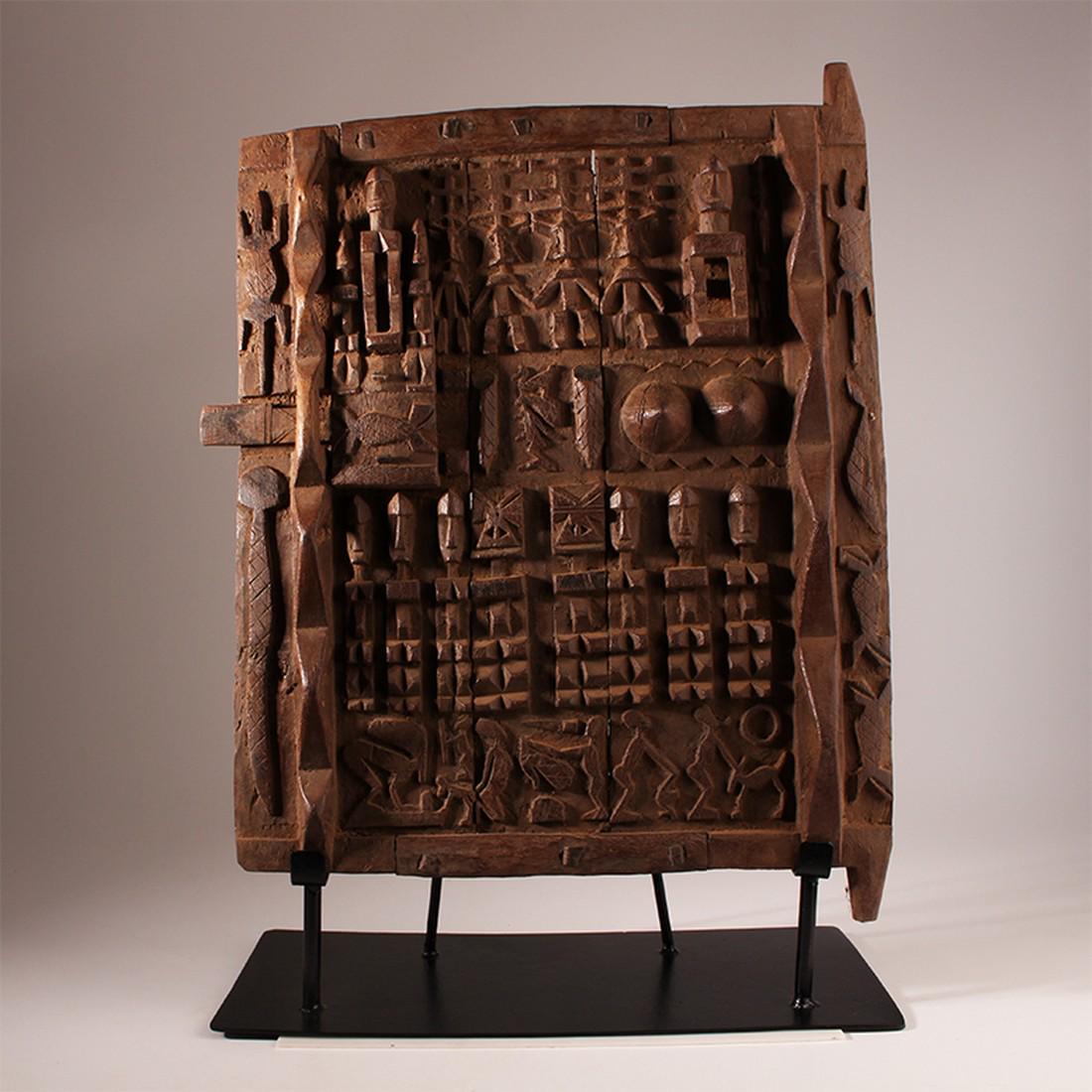 Fine granary Dogon door with metal display (1 of 11)