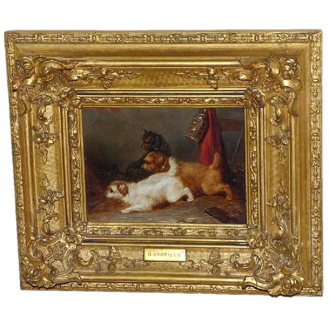 Victorian Painting of Terriers in a Barn, by George (1 of 9)