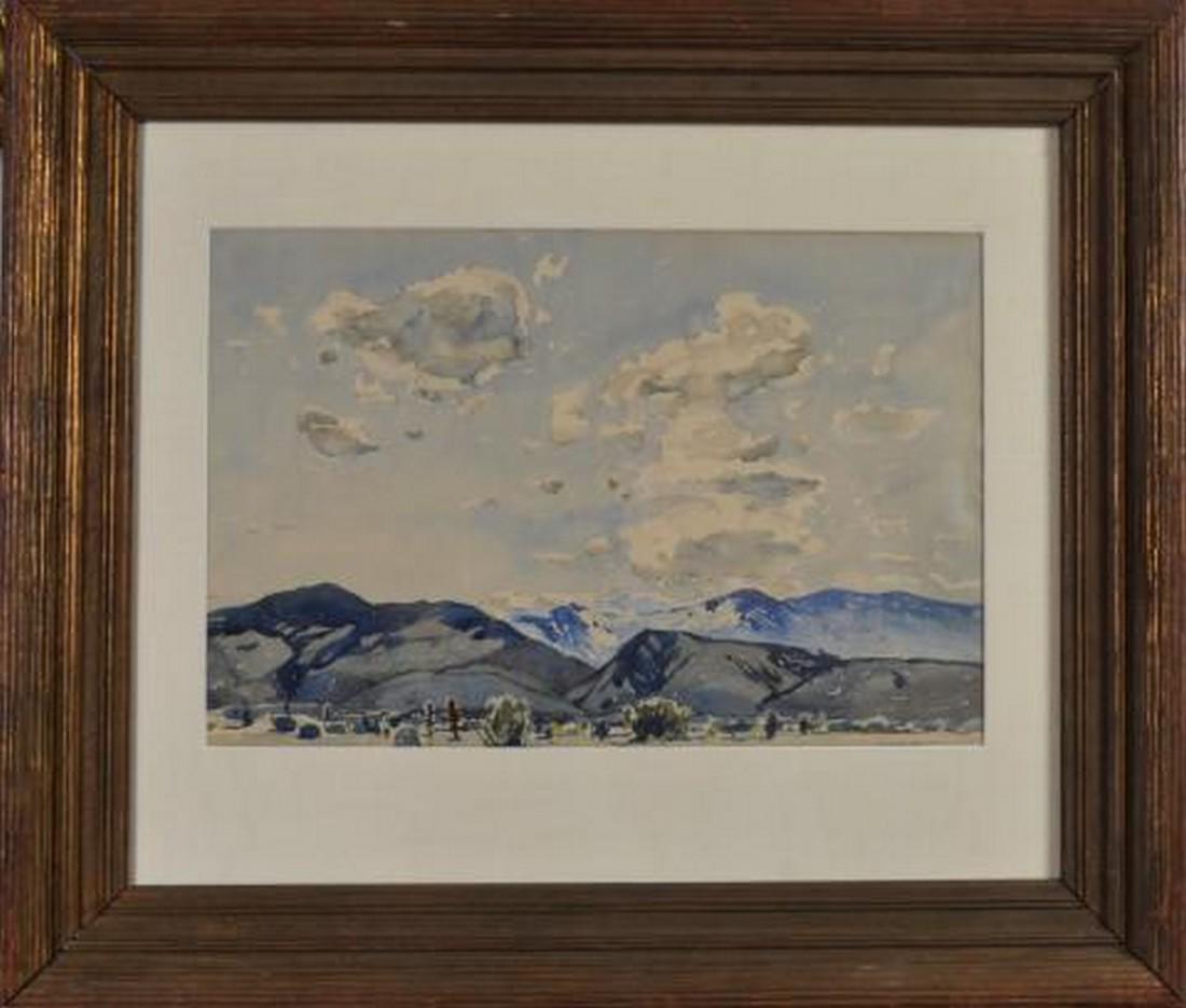 Millard Sheets Water color signed Distant Hills: Millard Sheets Distant Hills Water color signed 12X18, frame size 23X27 excellent condition Reserve: $2,000.00 Shipping: Domestic: Flat-rate of $50.00 to anywhere within the contiguous U.S. Intern
