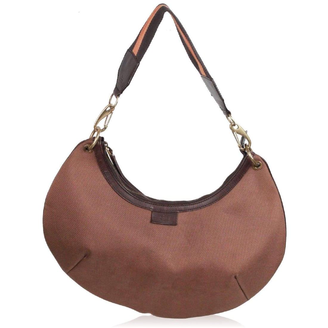 GUCCI Brown Canvas HALFMOON HOBO Shoulder Bag (1 of 10)