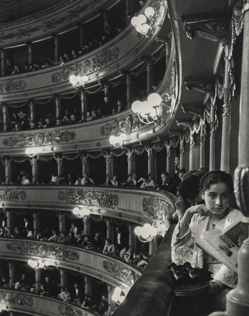 ALFRED EISENSTAEDT - La Scala, Milan, 1934: Artist: Eisenstaedt, Alfred Title: La Scala, Milan, 1934 Medium: Photo Litho, 1985, Italy Dimensions: 5x6.4" Heat Wax Mounted on 8.5x11" Conservation Board Alfred Eisenstaedt (1898-1995) was a German-