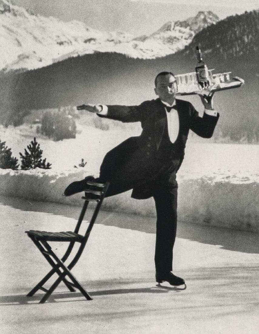 ALFRED EISENSTAEDT - Rene Breguet, St. Moritz, 1932: Artist: Eisenstaedt, Alfred Title: Rene Breguet, St. Moritz, 1932 Medium: Photo Litho, 1985, Italy Dimensions: 5x6.4" Heat Wax Mounted on 8.5x11" Conservation Board Alfred Eisenstaedt (1898-1995) was