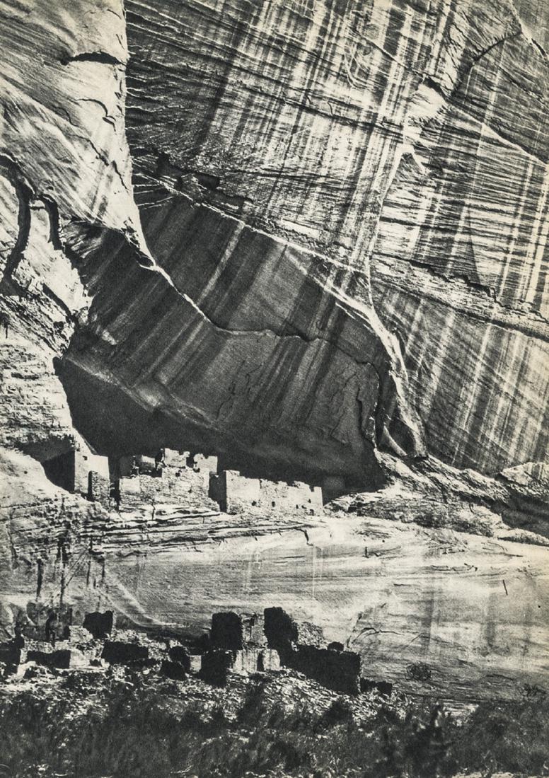 TIMOTHY H. O'SULLIVAN - Canyon de Chelly, 1873: Artist: O'Sullivan, Timothy H. Title: Canyon de Chelly, 1873 Medium: Sheet Fed Gravure, 1965, Germany Dimensions: 5.65x8" Heat Wax Mounted on 8.5x11" Conservation Board Timothy H. O'Sullivan (1840 Â�