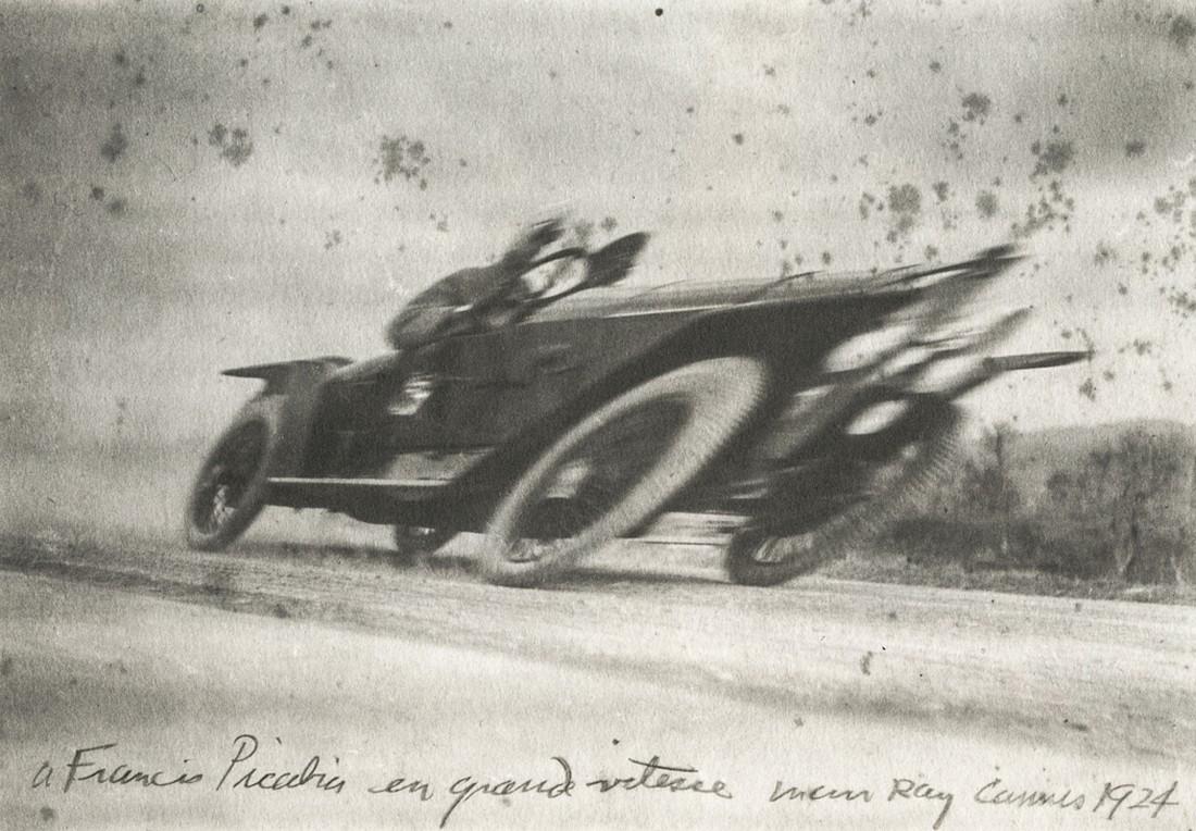 MAN RAY - Francis Picabia At Great Speed, Cannes, 1924: Artist: Ray, Man Title: Francis Picabia At Great Speed, Cannes, 1924 Medium: Gravure, 1985, USA Dimensions: 6.2x4.3" Heat Wax Mounted on 8.5x11" Conservation Board This printing is in a limited editio