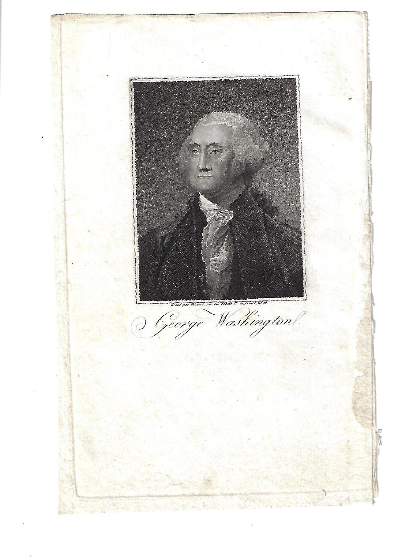 1809 Engraving of George Washington: Fine engraving of George washington by Macret at Paris after Gilbert Stuart, measures 5 x 8". Reserve: $30.00 Shipping: Domestic: Flat-rate of $10.00 to anywhere within the contiguous U.S. Internation