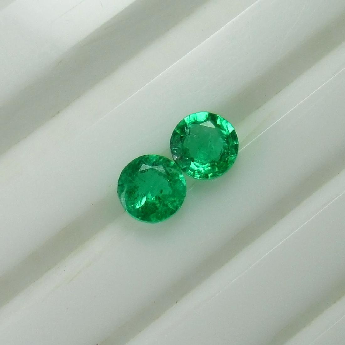 0.62 Ct Genuine Zambian Emerald 4.5 mm Round Pair (1 of 2)