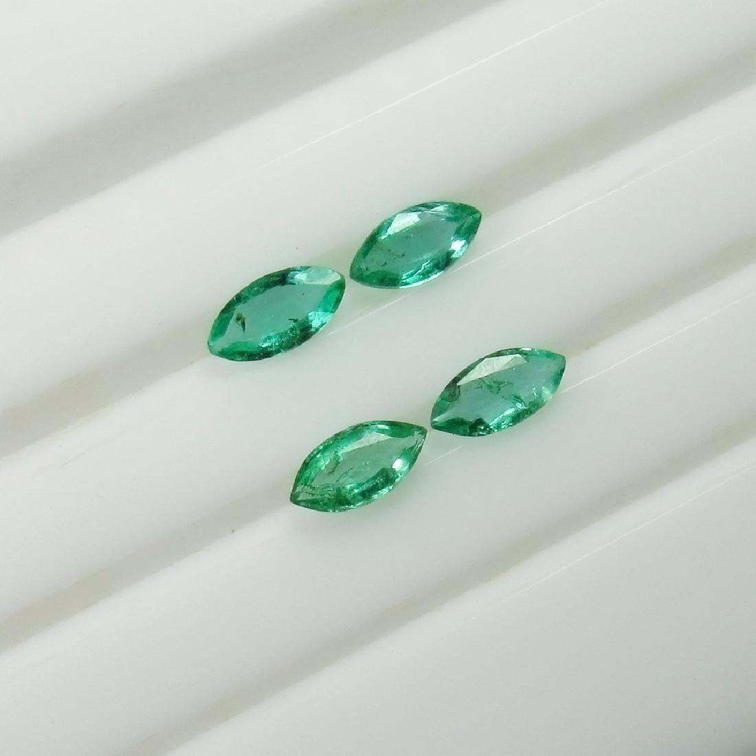 0.84 Ct Genuine 4 Zambian Emerald Marquise Set (1 of 2)