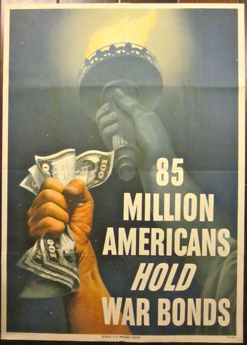 ORIGINAL 1945 WWII WAR BONDS POSTER - 85 MILLION HOLD (1 of 1)
