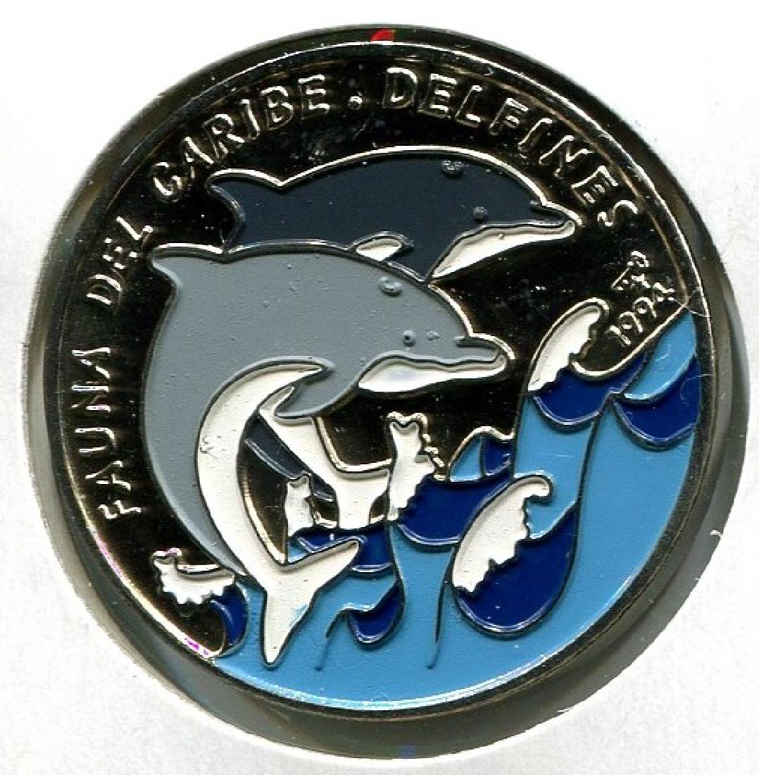 1994 CUBA 1 Peso CARIBBEAN FAUNA - DOLPHINS UNC Colored (1 of 2)