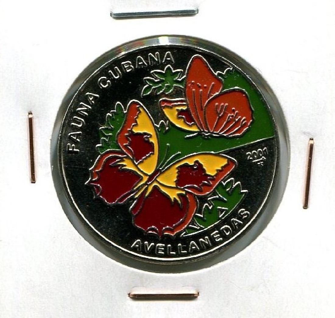 2001 CUBA 1 Peso AVELLANEDA BUTTERFLIES UNC Colored (1 of 2)