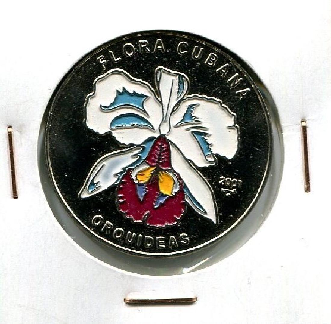 2001 CUBA 1 Peso WHITE ORCHID UNC Colored (1 of 2)