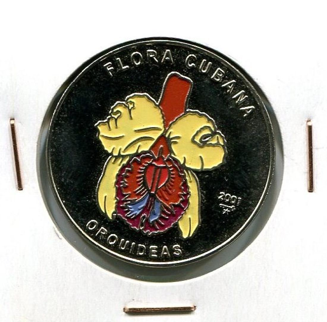 2001 CUBA 1 Peso YELLOW ORCHID UNC Colored (1 of 2)