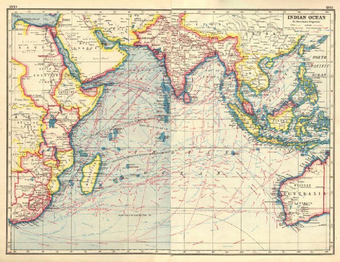 INDIAN OCEAN. British colonies/Empire. Winds currents (1 of 2)