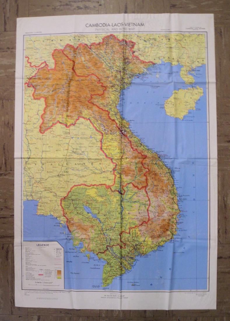 Cambodia-Laos-Vietnam Physical and Road Map