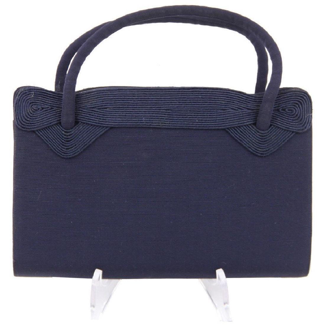 Gucci Vintage 1960's Navy Blue Leather Handbag