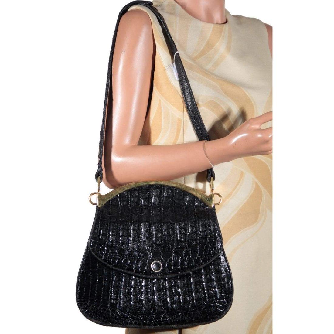 Unbranded Vintage Black Crocodile Skin Shoulder Bag (1 of 11)