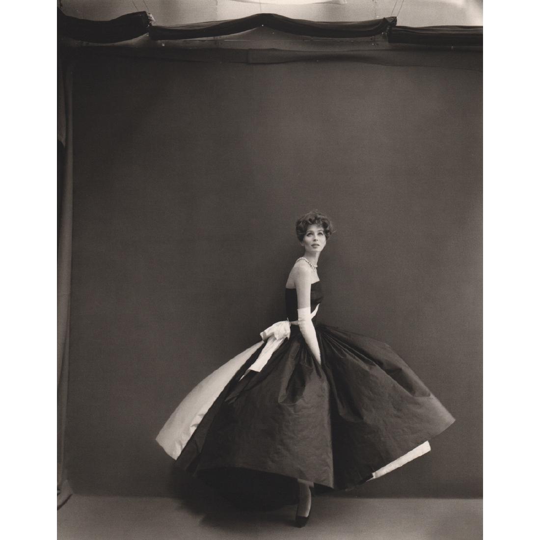 RICHARD AVEDON - Black Taffeta Dress: Artist: RICHARD AVEDON Print Title: Black Taffeta Dress Medium: Tritone Photoengraving on heavy card stock Printing Date: 2000's Printed in the USA Image Size: 7.5 x 9.5 inches Richard Avedon (1923-20