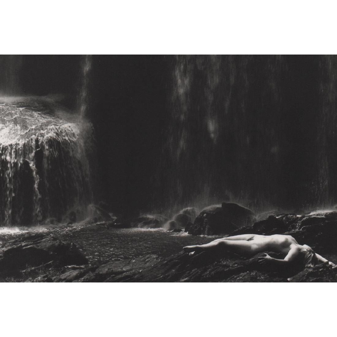 LUCIEN CLERGUE - Nude by a Waterfall: Artist: LUCIEN CLERGUE Print Title: Nude by a Waterfall, La Grande Combe, 1993 Medium: Photo-lithograph Printing Date: 1990's Printed in Germany Image Size approx: 8 X 5.25 inches Lucien Clergue (1934