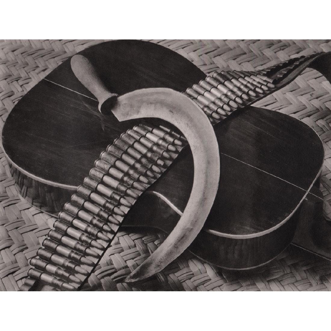 TINA MODOTTI - Composition with sickle, cartridge-belt: Artist: TINA MODOTTI Print Title: Composition with sickle, cartridge-belt and guitar, 1927 Limited Edition Folio 428/1000 Medium: Sheet-fed Gravure Printing Date: 1970's Printed in Italy Image Size ap