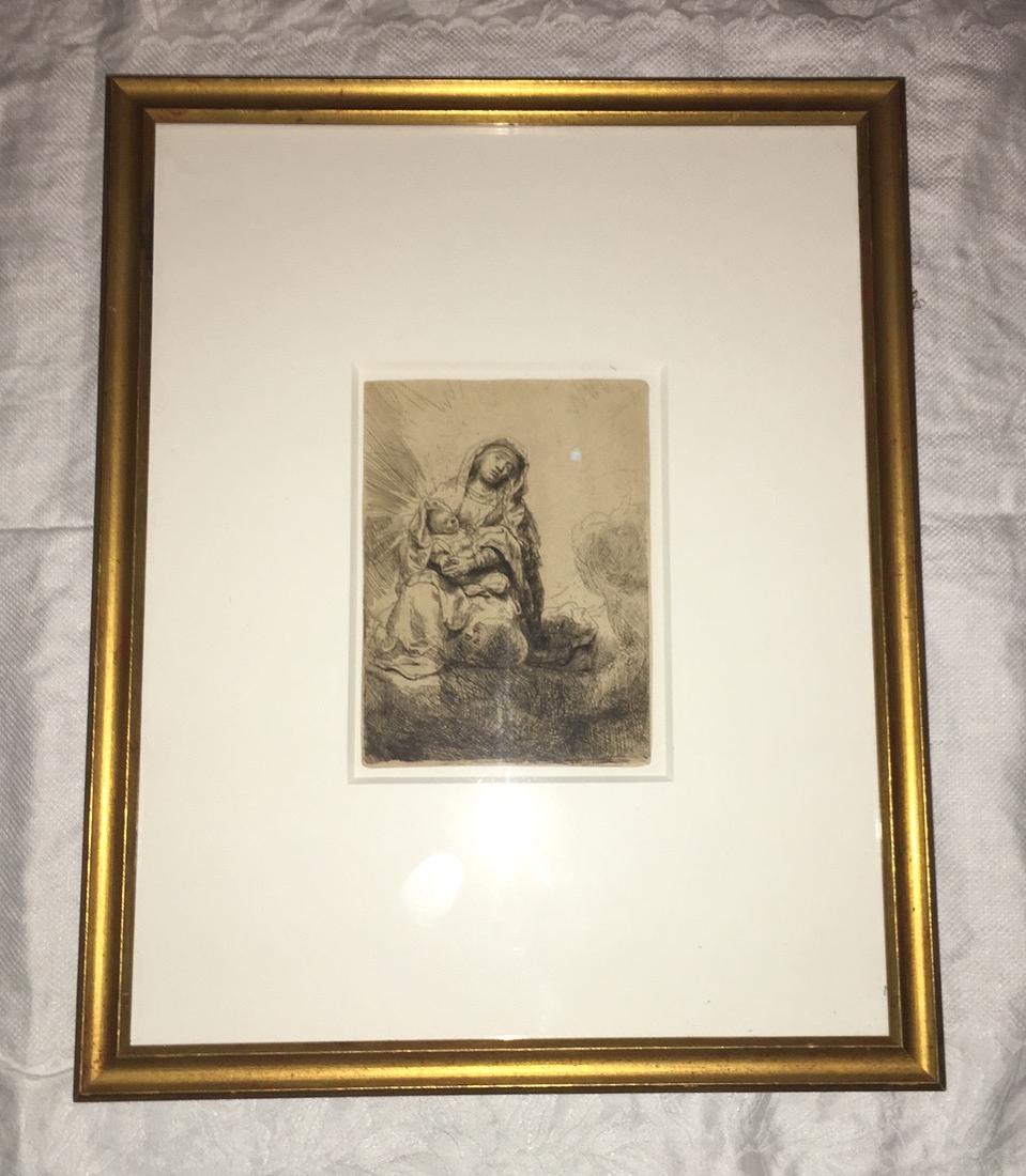 18th C.Rembrandt Etching & Drypoint (1 of 2)