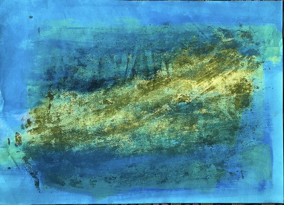Patricia Zippin 1980s Mixed Media "Pond Water 2": Patricia Zippin Pond Water 2 1980s Mixed Media 20"x 14.5", unframed Excellent Condition- Minor wear consistent with age and history. Patricia Jayne Zippin (1930-2015) She was born to Ben and Dorothy S