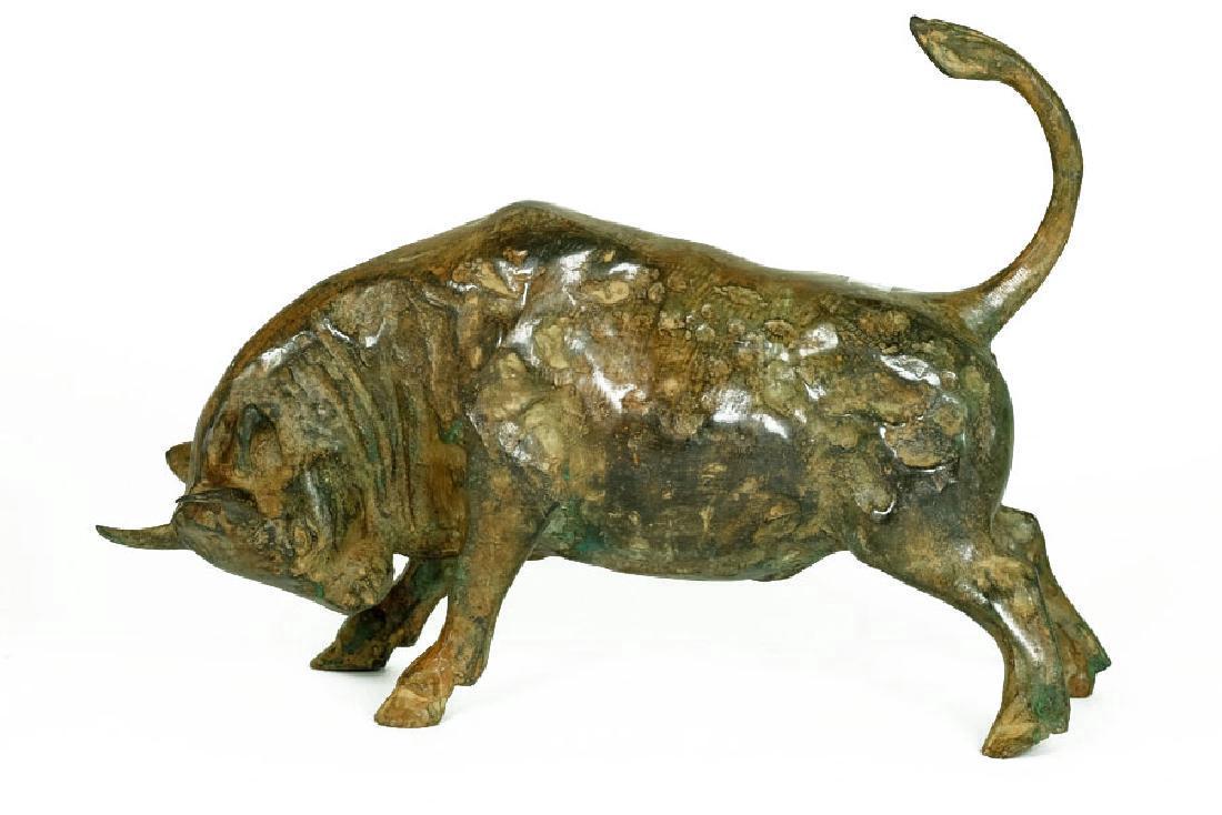 Pierre Chenet, Bronze Sculpture of Charging Bull (1 of 10)