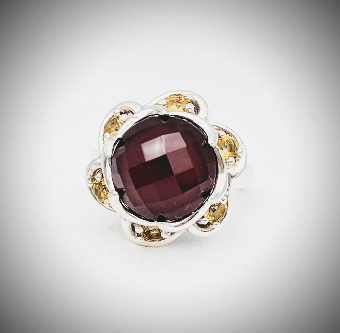 Sterling Silver Carnelian & Yellow Citrine Ring Sz 7 (1 of 4)