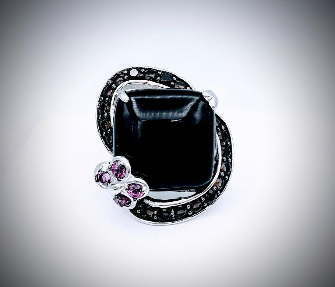 Sterling Silver Black Onyx, Smoky Quartz & Amethyst (1 of 4)