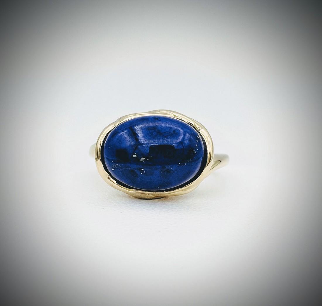 Gold Plated 925 SS Lapis Lazuli Ring Sz 7 (1 of 3)