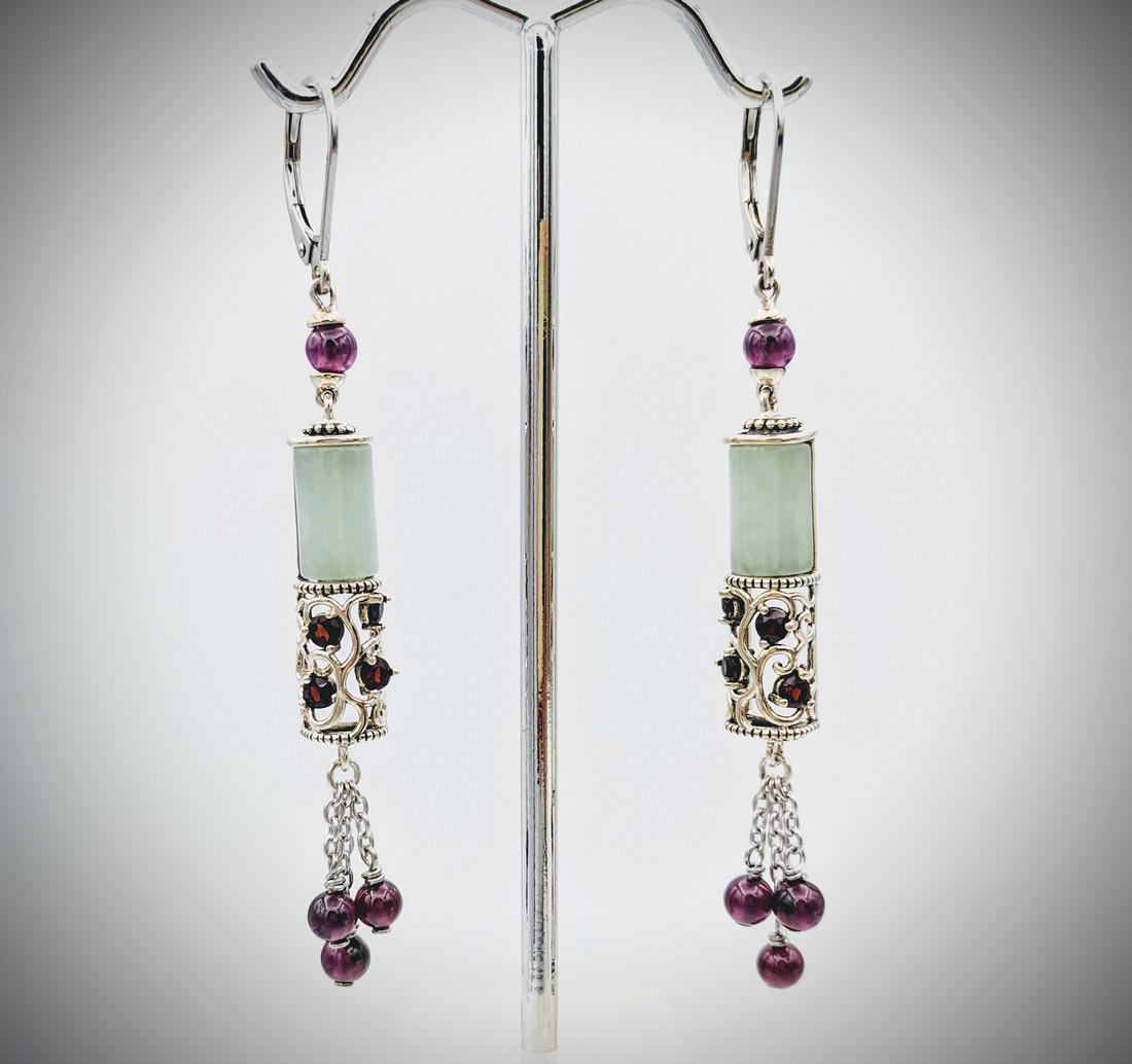 Sterling Silver Rodolite Garnet, Jade & Almandine (1 of 3)