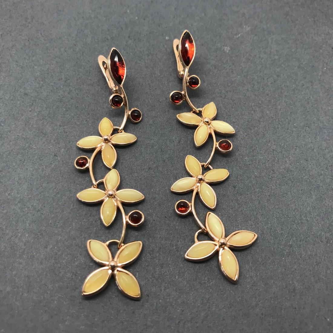 Earrings 7.5cm Baltic amber 24k gold plated silver (1 of 10)