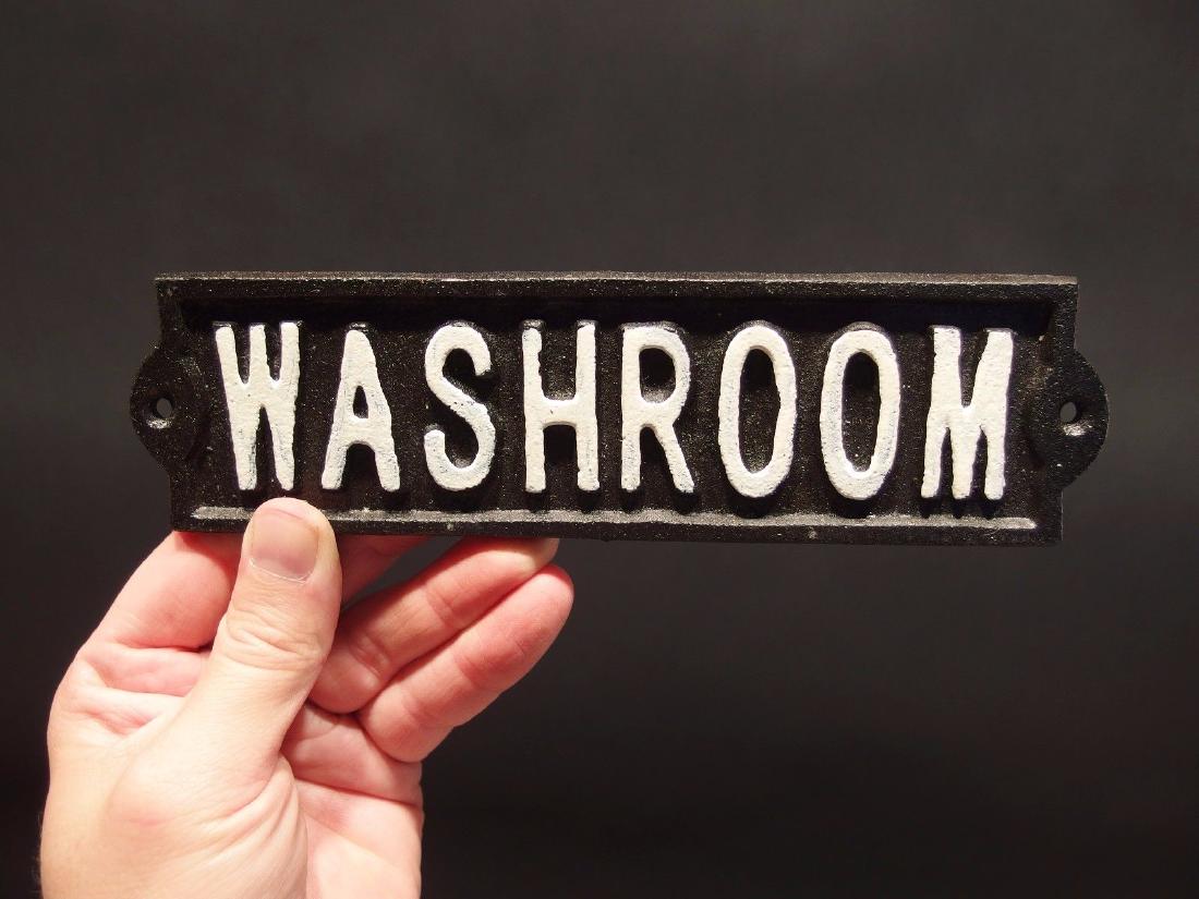 Cast Iron Bathroom Mens Womens Washroom Sign (1 of 10)