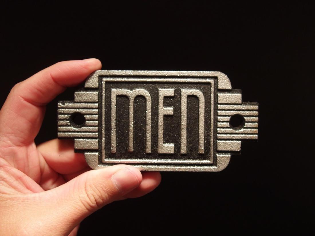 Cast Iron Retro Art Deco Bathroom Gents Mens Boys Sign (1 of 9)