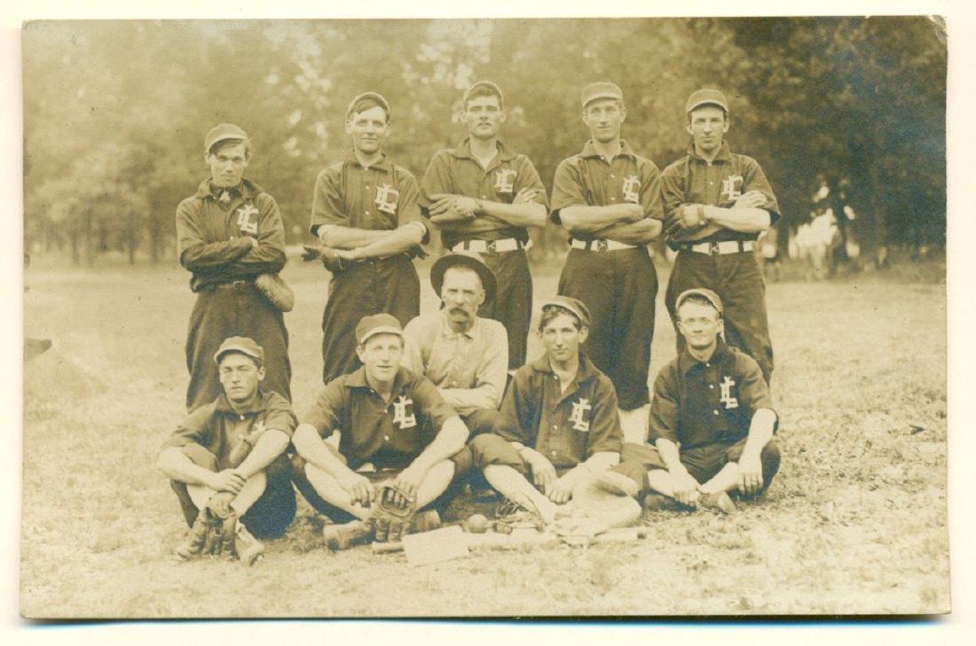 ca. 1915 VINTAGE BASEBALL TEAM PHOTO PLAYER s w DL LOGO (1 of 2)