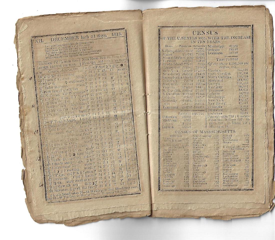 1813 Low Almanac w/ United States Census (1 of 2)