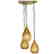 Amber Murano Three Drop Flush Mount Pendant