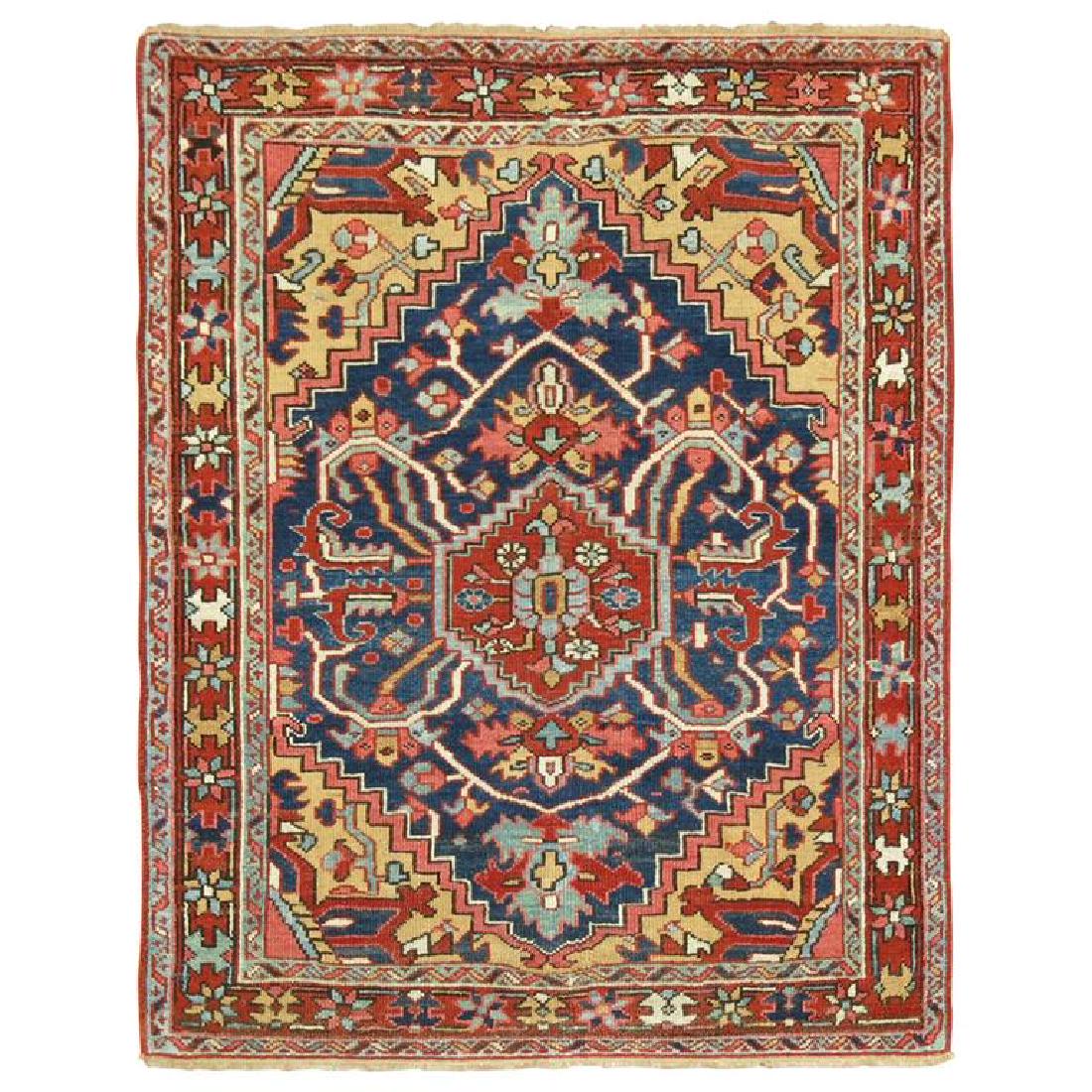 Navy Antique Persian Heriz Small Square Size Rug (1 of 1)