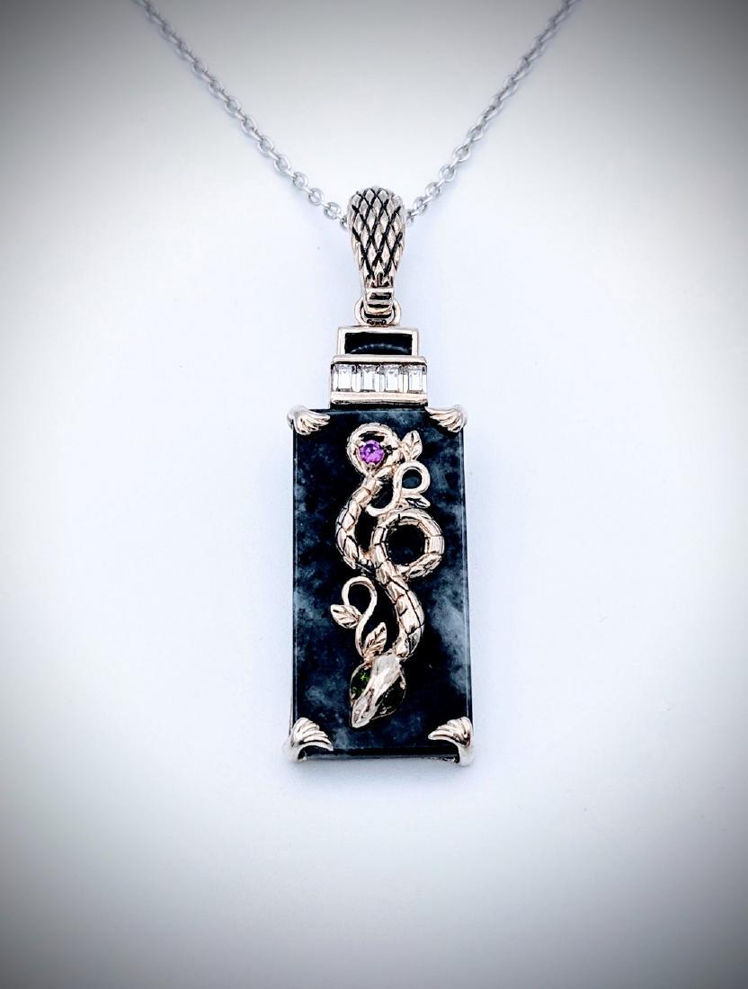 Sterling Silver Necklace & Nuumite Snake Pendant w (1 of 3)