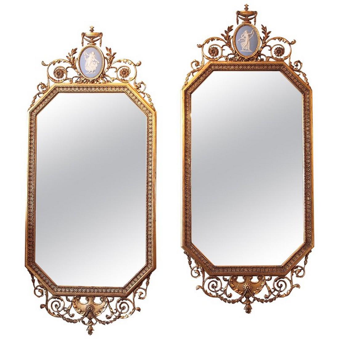 Pair of fine 19th century English gilt carved mirrors (1 of 5)