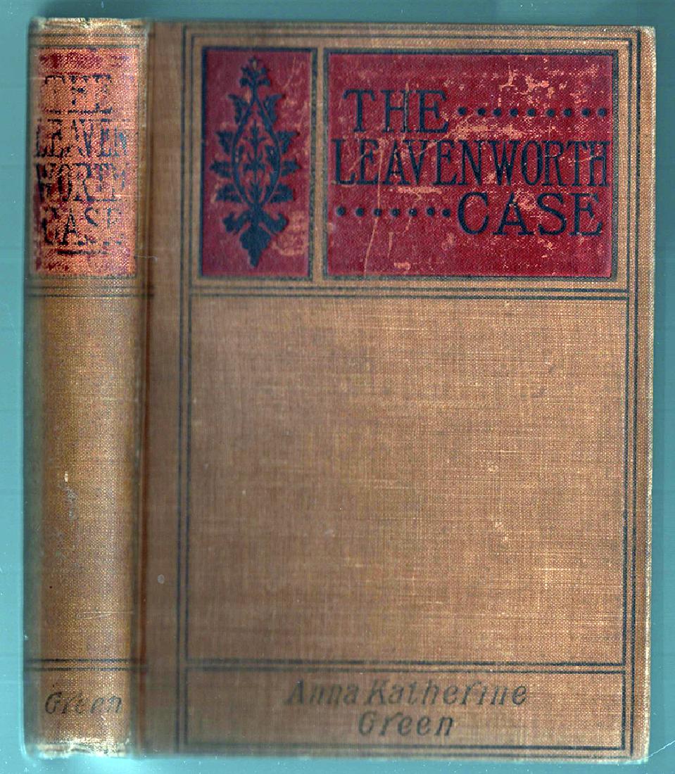 The Leavenworth Case by Anna Katharine Green: A quite famous book in the annals of detective fiction by the wife of Arts & Crafts furniture maker Charles Rohlfs. Pub. 1900 by G. P. Putnam’s Sons. Special foldout page of clues is perfect except