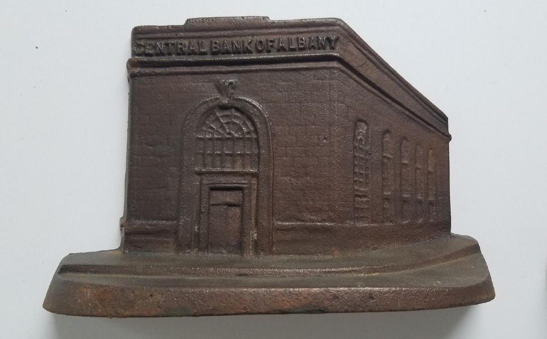 Cast iron bank building book ends bookends central bank (1 of 3)