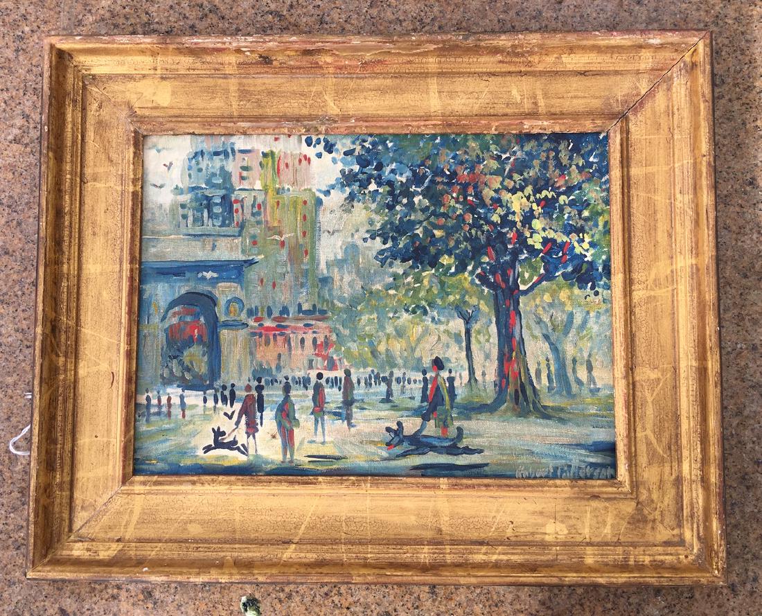 Early 20th C Robert Patterson Oil of Washington Square (1 of 2)