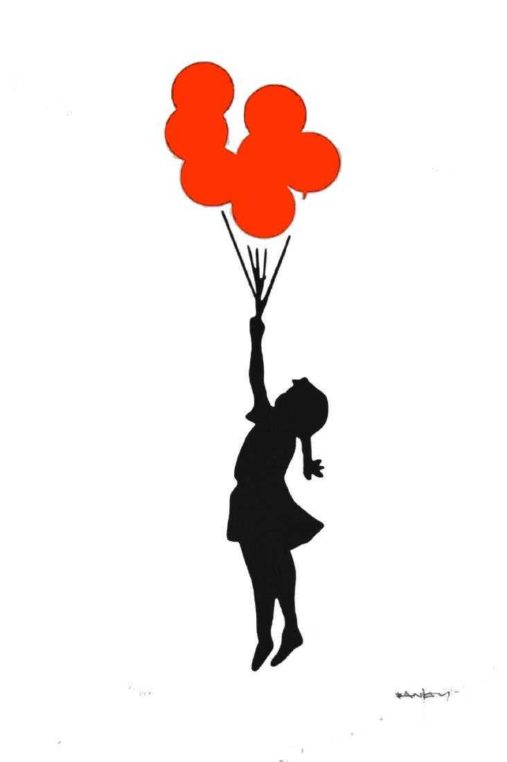 Flying Red Balloon Girl Banksy, After