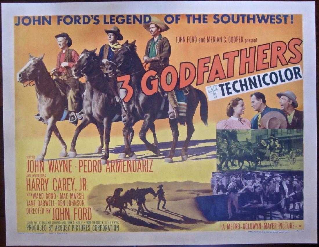 3 GODFATHERS 1949 HALF SHEET PB POSTER - WAYNE & FORD (1 of 1)
