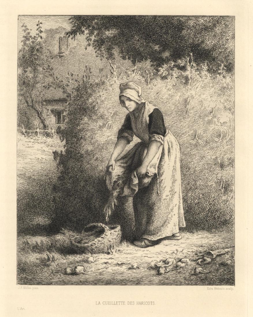 JeanFrancois Millet etching "La cueillette des