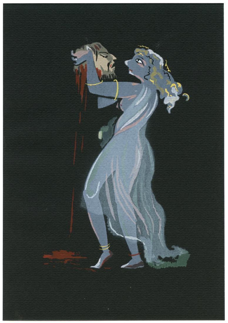 Andre Derain pochoir "Salome": Andre Derain pochoir "Salome" Medium: pochoir (after the gouache). This magnificent pochoir shows Salome with the head of John the Baptist, from Oscar Wilde's "Salomé". It was printed in 1955 by l'Im