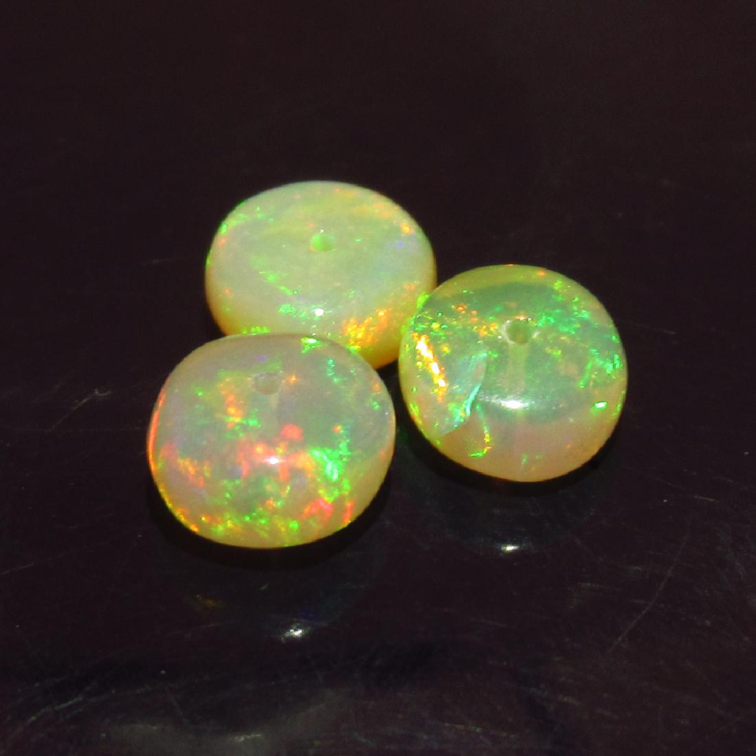 2.13 Ct Genuine 3 Drilled 6.5 mm Round Fire Opal Beads (1 of 2)