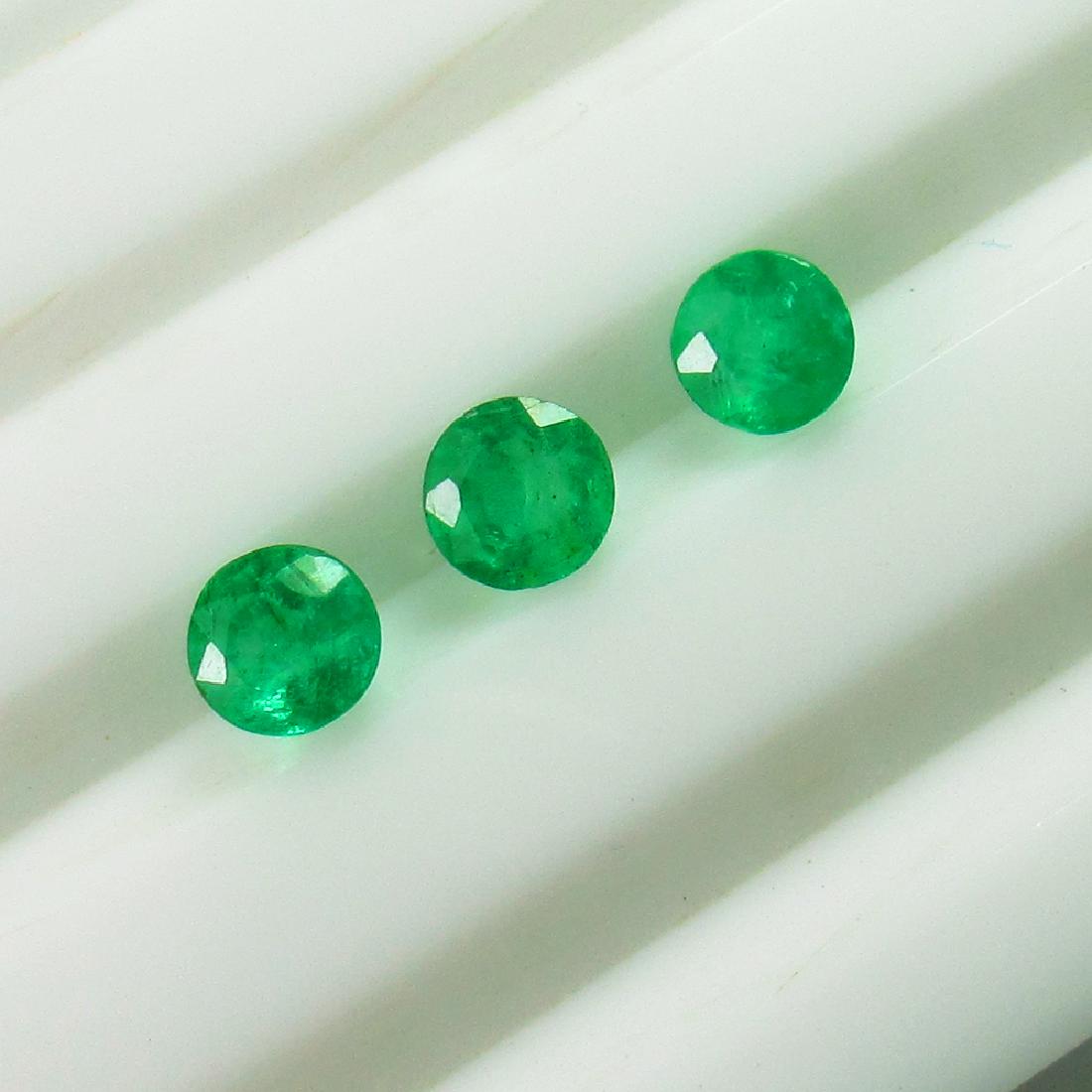 1.07 Ct Genuine 3 Zambian Emerald 4.5 mm Round Set (1 of 2)