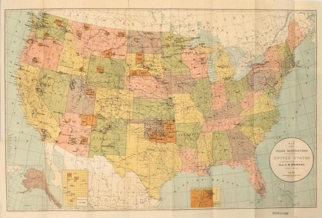 1896 Map of Indian Reservations in the US -- Map (1 of 1)